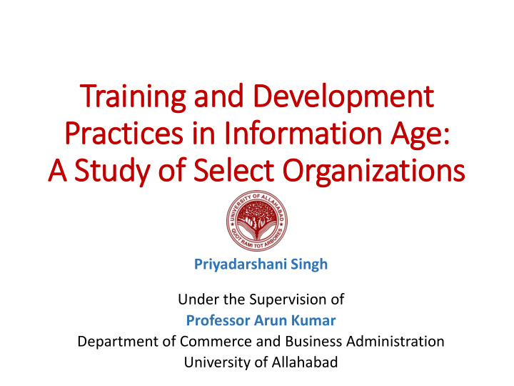 training and development