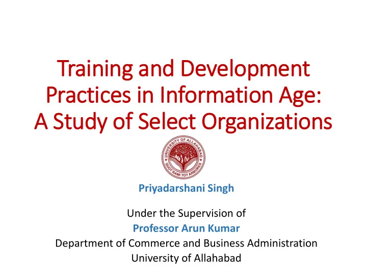 training and development