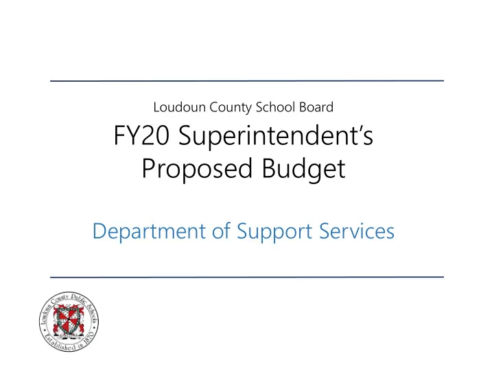 fy20 superintendent s proposed budget