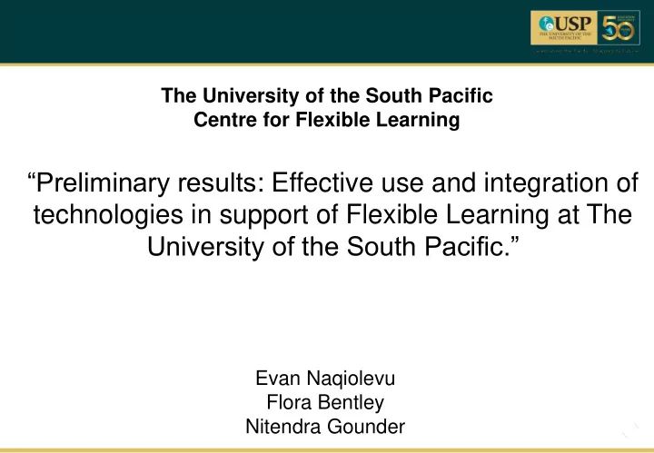 technologies in support of flexible learning at the