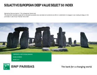 SOLACTIVE EUROPEAN DEEP VALUE SELECT 50 INDEX  Marketing C  ommunication  For professional clients