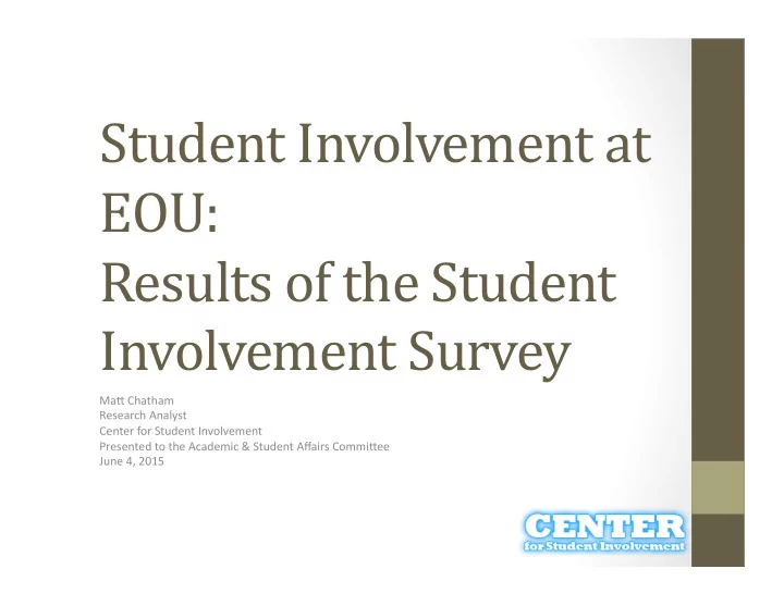 student involvement at eou results of the student