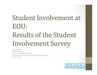 Student  Involvement  at    EOU:    Results  of  the  Student
