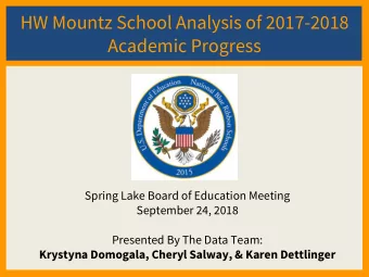 HW Mountz School Analysis of 2017-2018  Academic Progress  Spring Lake Board of Education Meeting