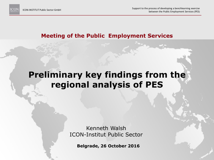 preliminary key findings from the regional analysis of pes