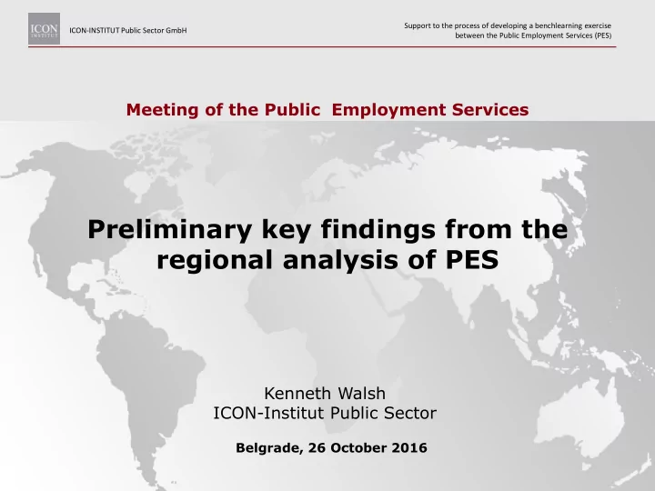 preliminary key findings from the regional analysis of pes