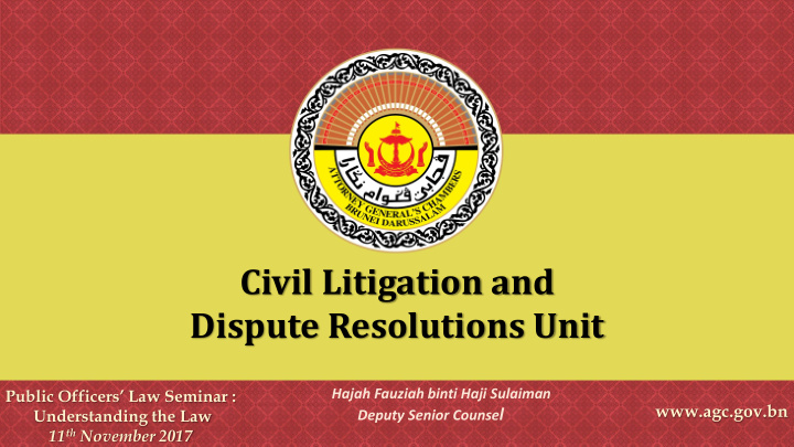 civil litigation and dispute resolutions unit