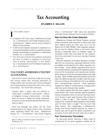 I  s  e  c  o  n  d  a  ry issues relating to tax accounting methods.  Rate Cut Does Not Create