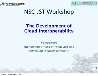 Outline  Where  are  we?  Our  experiences  before  the  Cloud  What  has