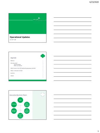 Operational Updates June 18 th , 2020  1  Agenda  Welcome  Who does what?  Org Chart Review  Meet