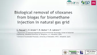 INTRODUCTION  Biogas contains trace level concentrations of volatile methyl siloxanes (VMS) SiO