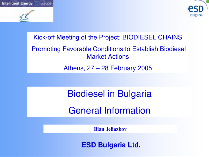 biodiesel in bulgaria general information