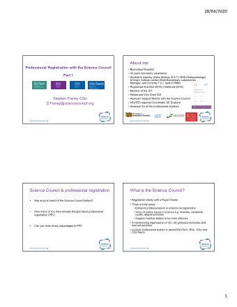 28/04/2020  About me  Professional Registration with the Science Council   Biomedical Scientist