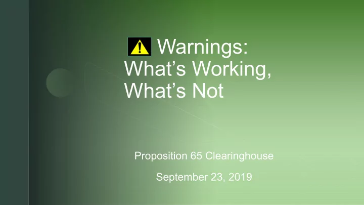 warnings what s working what s not