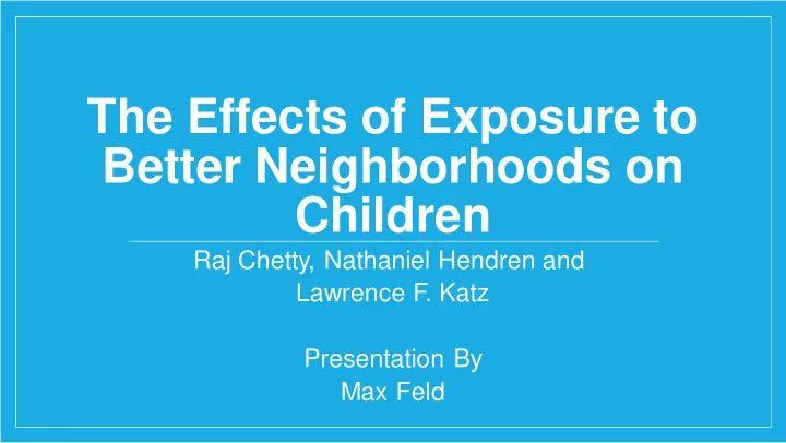 better neighborhoods on