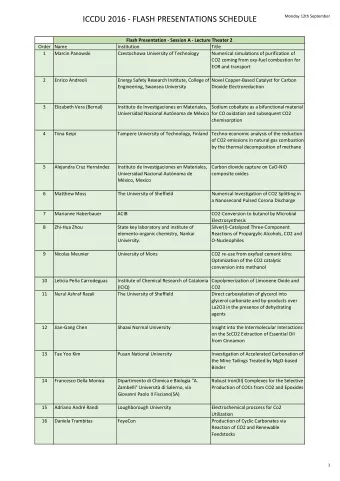 ICCDU 2016  FLASH PRESENTATIONS SCHEDULE  Flash Presentation  Session A  Lecture Theater 2