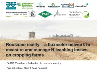 on cropping farms PAANZ Workshop  Technology to reduce N leaching  Paul Johnstone, Plant &amp;