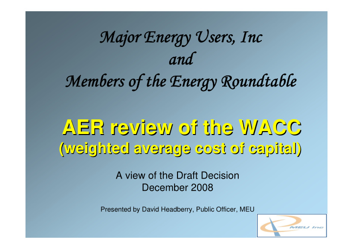 aer review of the wacc aer review of the wacc