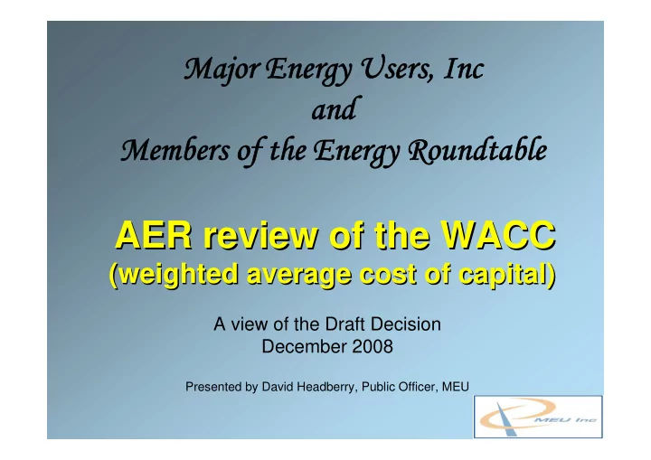 aer review of the wacc aer review of the wacc