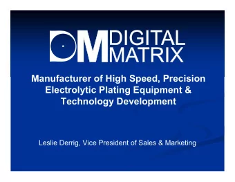 Manufacturer of High Speed, Precision  Electrolytic Plating Equipment &amp;  Technology Development