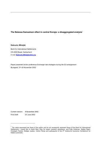 1  The Balassa-Samuelson effect in central Europe: a disaggregated analysis  Dubravko Mihaljek