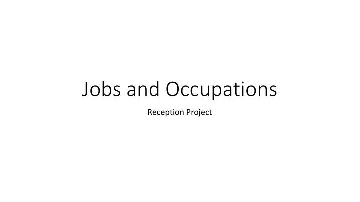 jobs and occupations