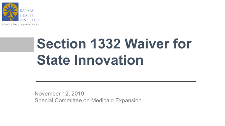 section 1332 waiver for state innovation