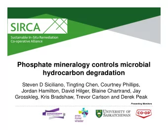 Phosphate mineralogy controls microbial  hydrocarbon degradation  Steven D Siciliano, Tingting