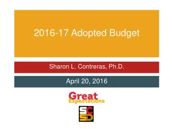 2016-17 Adopted Budget  Sharon L. Contreras, Ph.D.  April 20, 2016  1  State Aid for Education