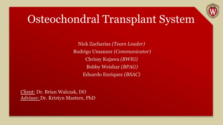 osteochondral transplant system