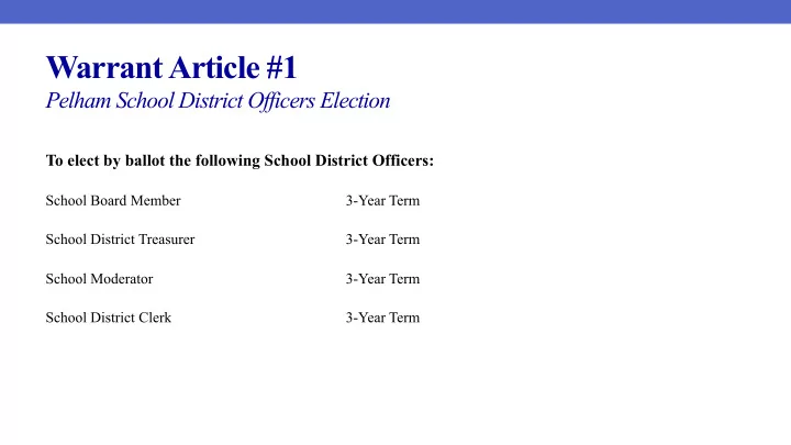 warrant article 1