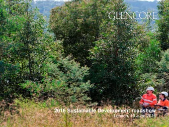 2016 Sustainable Development roadshow  London, 13 June 2016  Agenda    Opening comments  Tony
