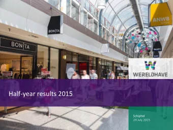 Half-year results 2015  Schiphol  24 July 2015  Highlights H1 2015  Strong operational results