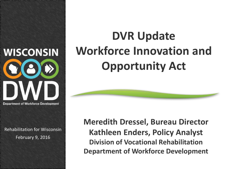 dvr update workforce innovation and opportunity act