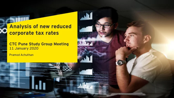 analysis of new reduced corporate tax rates