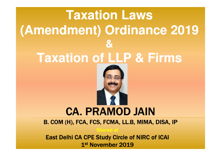 taxation laws taxation laws amendment ordinance 2019