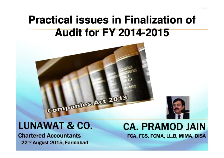 practical issues in finalization of practical issues in