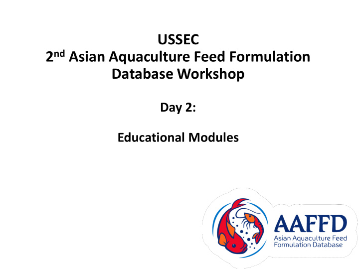 2 nd asian aquaculture feed formulation