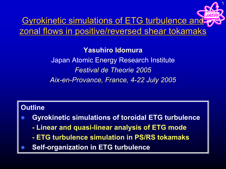 gyrokinetic simulations of etg turbulence and gyrokinetic