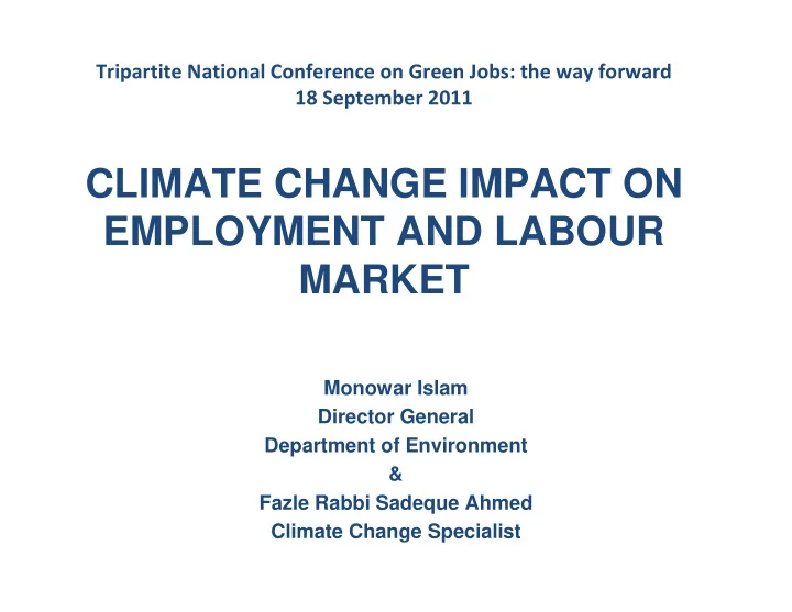 climate change impact on employment and labour market