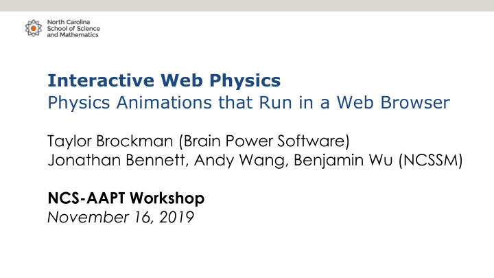 physics animations that run in a web browser workshop