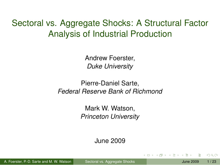 sectoral vs aggregate shocks a structural factor analysis