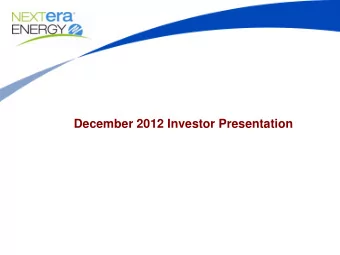 December 2012 Investor Presentation  Cautionary Statements And Risk Factors That May Affect  Future