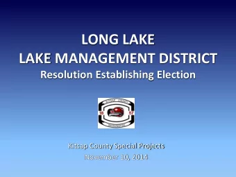 LONG LAKE  LAKE MANAGEMENT DISTRICT  Resolution Establishing Election  Kitsap County Special