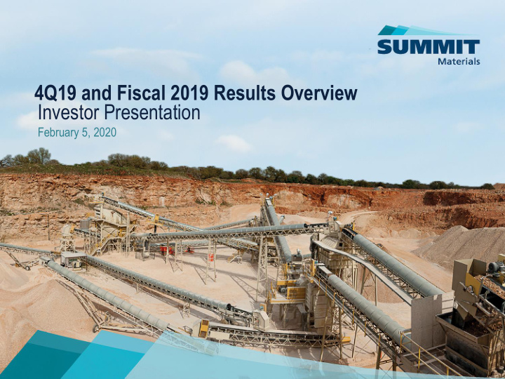 4q19 and fiscal 2019 results overview investor