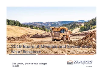 2019 Boar  20  Board  d of Minerals  of Minerals and  and En  Envir  vironment  nment  Wharf R