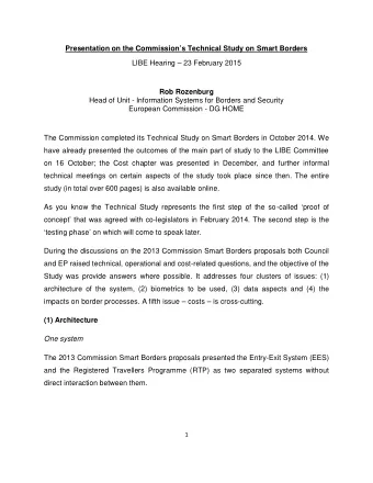 Presentation on the Commissions Technical Study on Smart Borders  LIBE Hearing  23 February