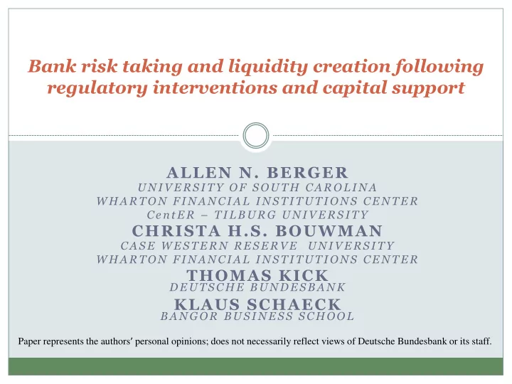 bank risk taking and liquidity creation following