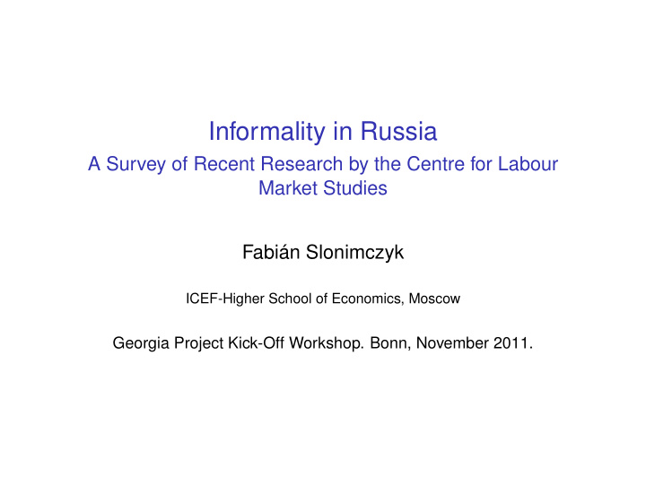 informality in russia