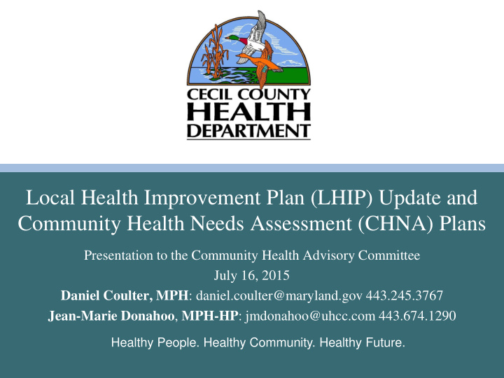 local health improvement plan lhip update and